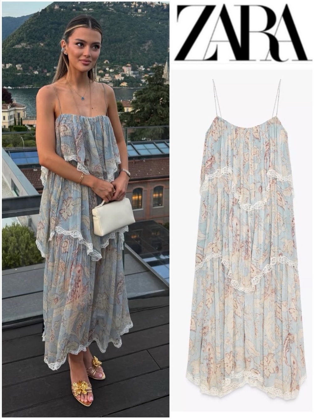 ZARA Printed Lace Trim Ruffled Dress ~ Chloe Vibes